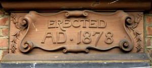 1878 Date plaque from 5 Willow Road Hampstead Mrs. Roscoe
