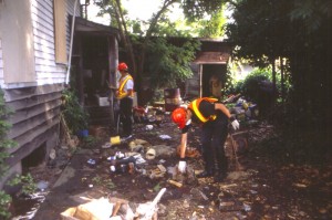 Cleaning up Ross Bay garbage 1999